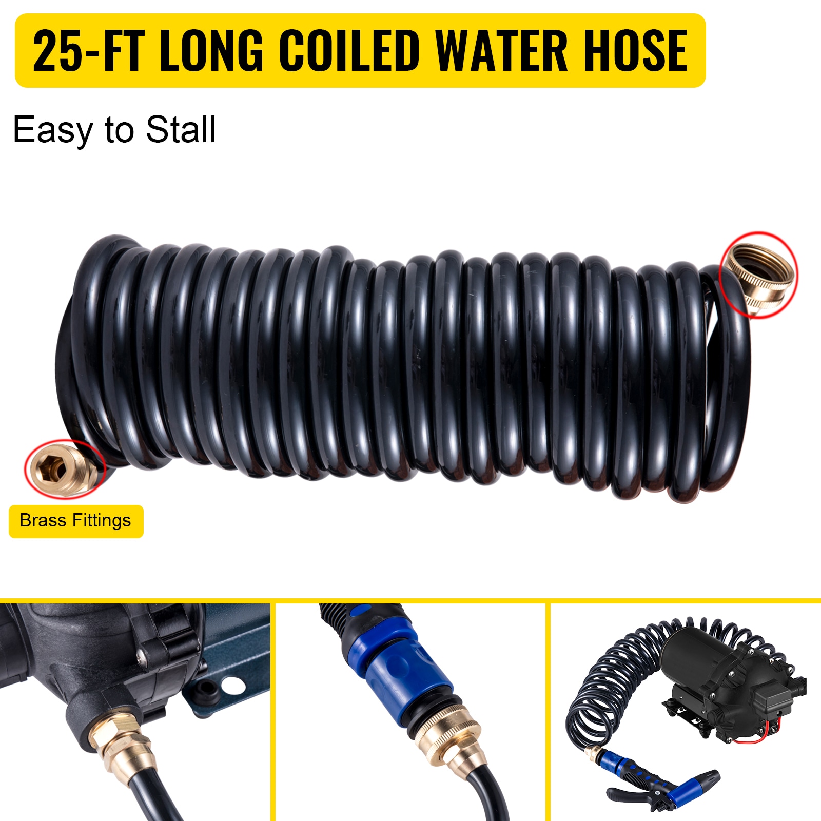 Automatic Washdown Pump For Rv And Boat With Coiled Hose_voghion.com